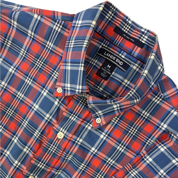 Lands' End Other - Lands' End Men's No Iron Red and Blue Plaid Traditional Fit Shirt | Size M